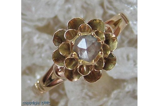 Ring in 14 Kt. 585 er Gold Rosenschliff Diamanten Gr. 57 antik Sammlerstück