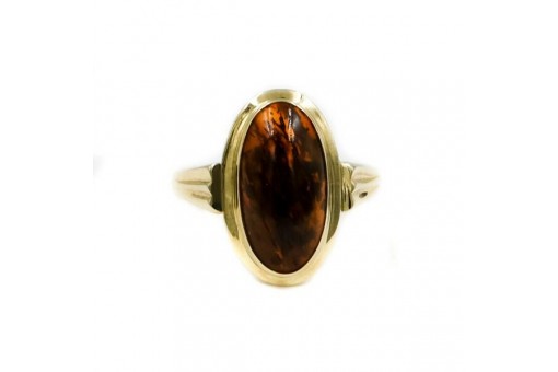 Ring mit Bernstein in 8 Kt. 333 Gold antik Grösse 59 Tracht antik Sammlerstück