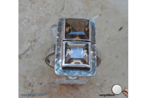 Ring mit Rauchtopas in 835 Silber antik Gr. 54 Topas Marke "Perli" Sammlerstück