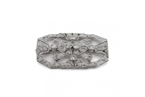 Brosche Nadel Art déco mit Diamanten in Platin brooch antik Sammlerstück