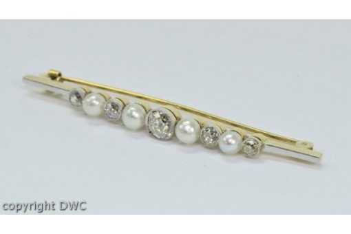 Diamantbrosche Art Deco brooch 14 Kt 585 Weißgold mit Perlen Sammlerstück