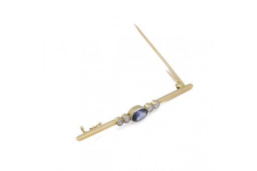 Brosche Nadel mit Safir und Diamanten 14 Kt. 585 Gold brooch antik Sammlerstück