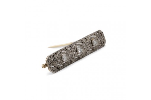 Brosche Nadel Art déco mit Diamanten in 14 Kt. 585 Gold antik Sammlerstück