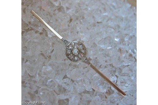 Brosche Nadel mit Diamantrosen in 14 Kt 585 Gold Antik Diamanten Sammlerstück