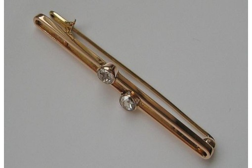 Ansteck Nadel Brosche mit Diamanten in 14 Kt 585 Gold antik Sammlerstück