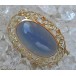 Ansteck Nadel Brosche mit Chalcedon in 14 Kt. 585 Gold antik Sammlerstück