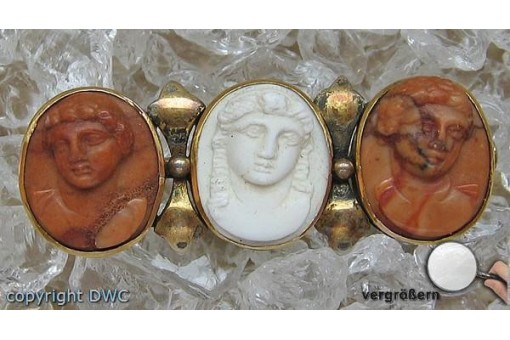 Ansteck Nadel Brosche in 14 Kt 585 Gold mit Koralle Antik Tracht Sammlerstück