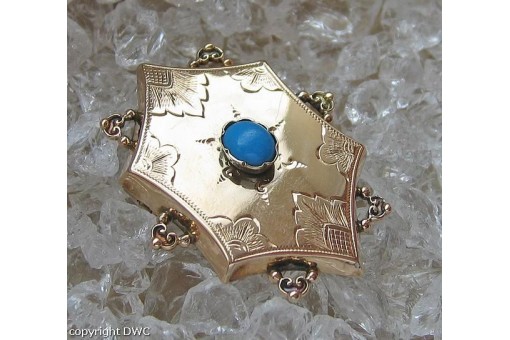 Nadel Brosche antik 14 Kt. Gold Biedermeier Broschen mit Türkis Sammlerstück