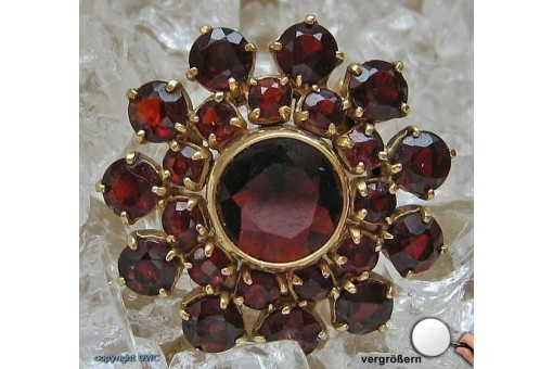 Granatbrosche 8 Kt. 333 Gold Antik Brooch Tracht Granate Sammlerstück