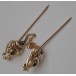 Nadel Brosche Pin mit Granate 2 Nadeln in 585 14 Kt Gold Antik Sammlerstück