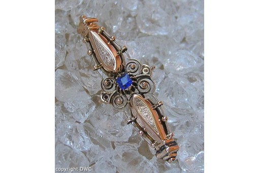 Nadel Brosche mit Saphir Safir in 8 Kt. 333 Gold antik Jugendstil Sammlerstück