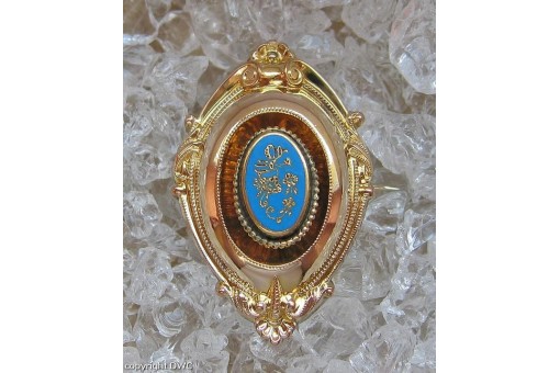 Antik Brooch Brosche mit Email Emaille Biedermeier 1860 Tracht Sammlerstück