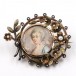 Brosche Jugendstil Miniaturmalerei Portrait mit Perlen Silber Sammlerstück