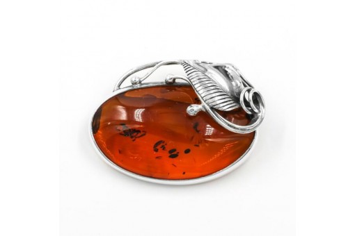 Brosche mit Bernstein Nadel in 800er Silber antik Brooch Sammlerstück 