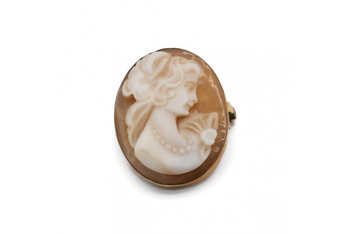 Brosche / Anhänger mit Muschelgemme  Kamee in 8 Kt. 333 Gold Sammlerstück