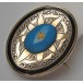 Brosche Biedermeier emailliert mit Perle blauem Stein antik Tracht Sammlerstück