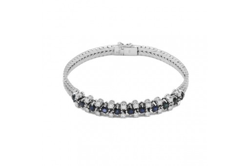 Armband mit Safiren und Brillanten in 18 Kt. 750 Weißgold Länge 19 cm