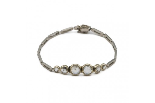 Armband mit 6 Diamantrosen in Platin antik Länge 17,5 cm Sammlerstück
