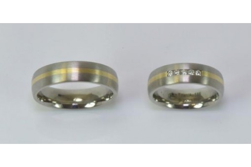 Paar Trau Ehe Ringe mit Brillanten Diamant in Titan 585 er Gold Gr. 55 64