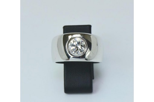 Ring Solitär mit Diamanten Brillanten in  18 750 er weiss Gold Grösse 57 Ringe 
