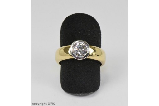 Ring mit Solitär Brillanten Diamanten Einkaräter in 18 750 er Gold 57 top!