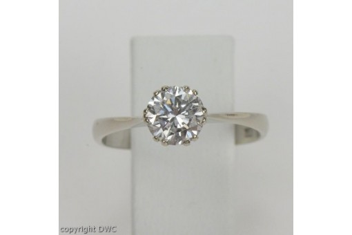 Ring mit Solitär Brillant Brillanten Einkaräter Diamant in 750 er Gold 56 top!