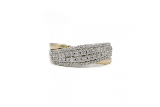 Ring mit 82 Brillanten Diamanten 0,65 ct. in 14 Kt. 585 Gelbgold Gr. 54