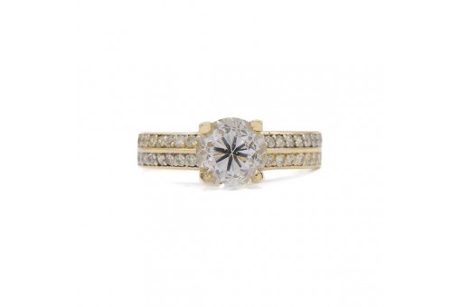 Ring mit Kristalle in 14 Kt. 585 Gelbgold Gr. 51