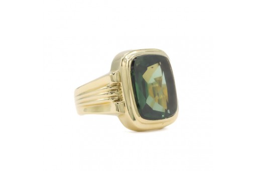 Ring Herrenring mit Turmalin tourmaline in 14 Kt. 585 Gelbgold Gr. 63