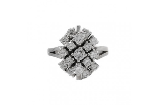 Ring mit 17 Brillanten zusammen 1,47 ct. in 14 Kt. 585 Weißgold Gr. 57