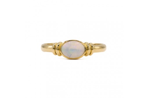 Ring mit Vollopal in 18 Kt. 750 Gelbgold Gr. 54