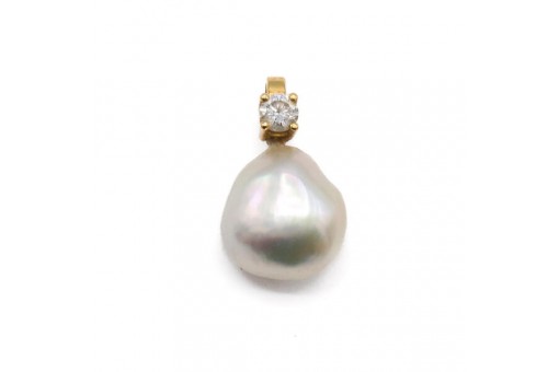 Anhänger mit Perle Pearl und 1 Brillant Diamant 0,10 ct in 750 18 kt Gold 