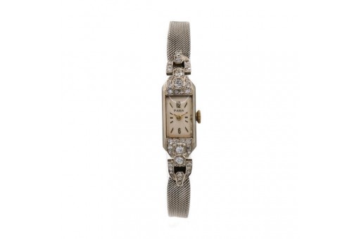 DAU PARA Armbanduhr Art Deco in 14 Kt. 585 Gold mit Diamanten Sammlerstück