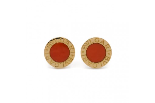 1 Paar BULGARI Manschettenknöpfe mit Koralle in 18 Kt. 750 Gold Coral Cufflinks