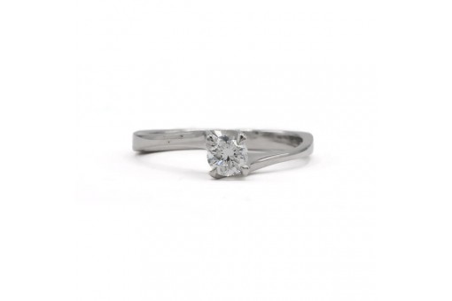 Ring mit Brillant Solitär 0,40 ct. in 14 Kt. 585 Weißgold Gr. 59