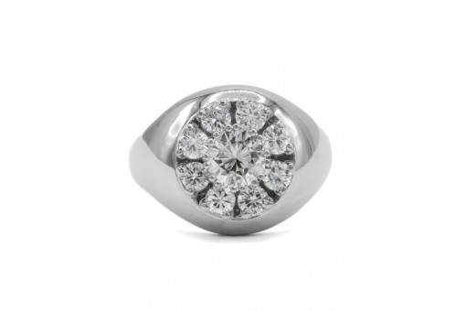Ring mit 9 Brillanten 1,45 ct. in 14 Kt. 590 Weißgold Gr. 57
