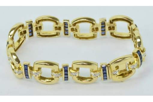 Armband mit Safiren Diamanten Brillanten Saphiren 18 Kt 750 Gold 18 cm 