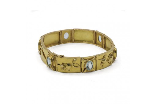 Armband mit 6 Aquamarinen 6,0 ct in 18 Kt 750 Gelb gold 18,5 cm beacelet