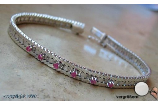 Armband mit Rubin Rubine aus 14 Kt. 585 er Weiß Gold 20 cm top
