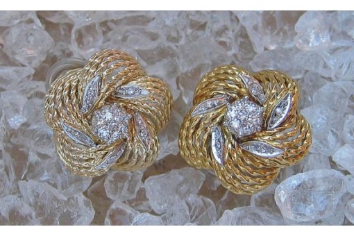 Ohrclips Ohrringe mit Diamanten aus 18 Kt. 750 er Gold Clips Ohr 