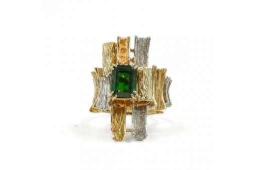 Ring mit Turmalin in 750 18 Kt. Gold Marke Mulin Damen Finger Massiv 56
