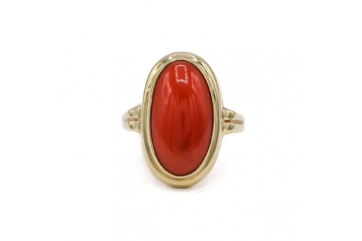 Korallenring ring mit Koralle coral 8 Kt. 333 Gelbgold Gr. 52 Sammlerstück
