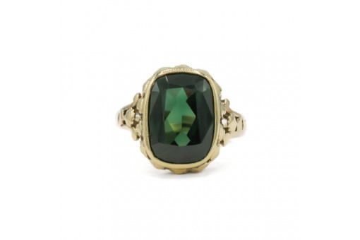 Ring mit Turmalin tourmailne in 8 Kt. 333 Gelbgold Sammlerstück antik Gr. 50