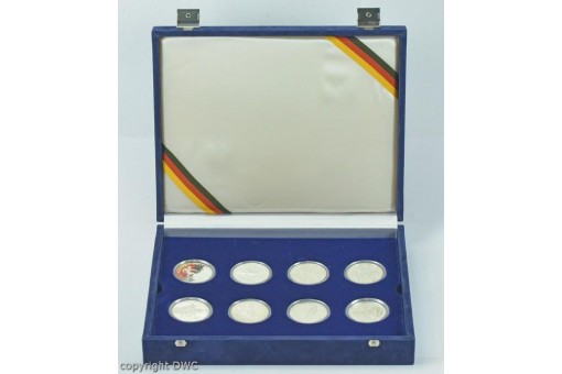 8 Medaillen Fussball-Europameisterschaft 1988 BRD aus 925 Silber Sammlerstücke