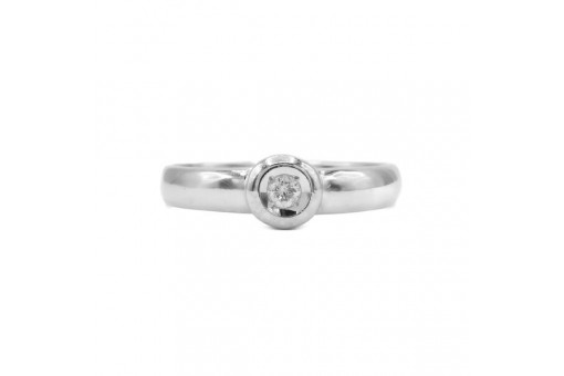 Ring mit Brillant Solitär 0,10 ct. in 14 Kt. 585 Weißgold Gr. 56