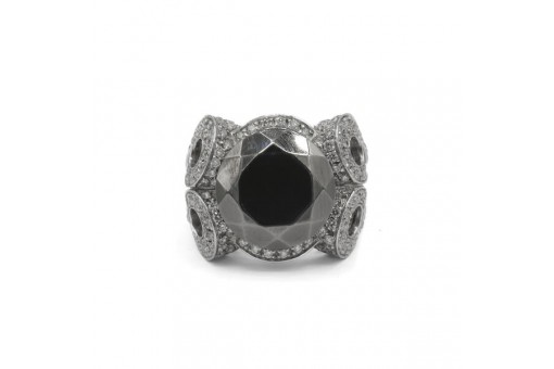 Ring mit Hämatit und Brillanten 2,0 ct. in 18 Kt. 750 Weißgold Gr. 51