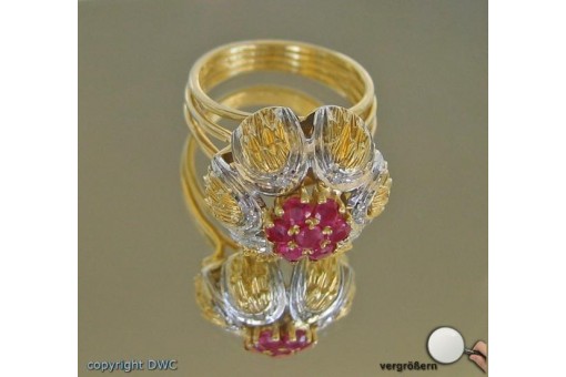Ring in aus 750 er 18 Kt Gold mit Rubin Brillant Diamant Rubine Grösse 56 