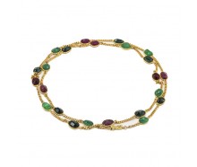 Kette mit Rubinen, Turmalinen und Smaragden in 18 Kt. 750 Gold 66 cm