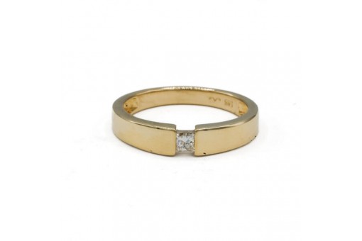 Ring mit Diamant Solit&auml;r im Princesscut 0,12 ct. in 14 Kt. 585 Gold Gr. 57