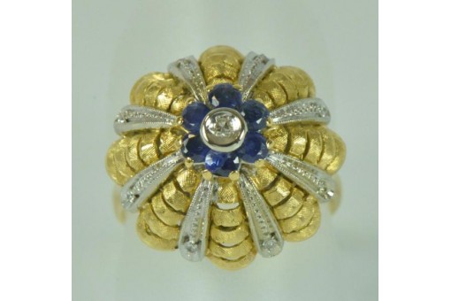 Ring mit Safiren Saphir Diamanten Brillanten in  18 Kt 750 er Gold 59 Edles